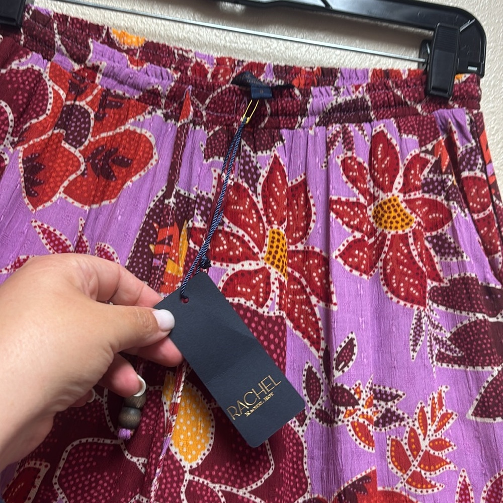 Rachel Roy NWT Floral Wide-Leg Pants in Purple and Red Woman’s Size S - Picture 3 of 6